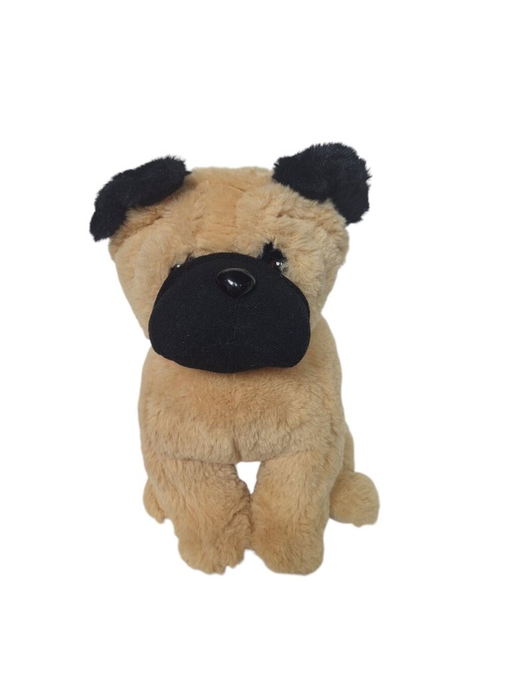Peeka-Boo Toys Pug Dog Plush Tan Black Stuffed Animal Red Glitter Collar 11.5"